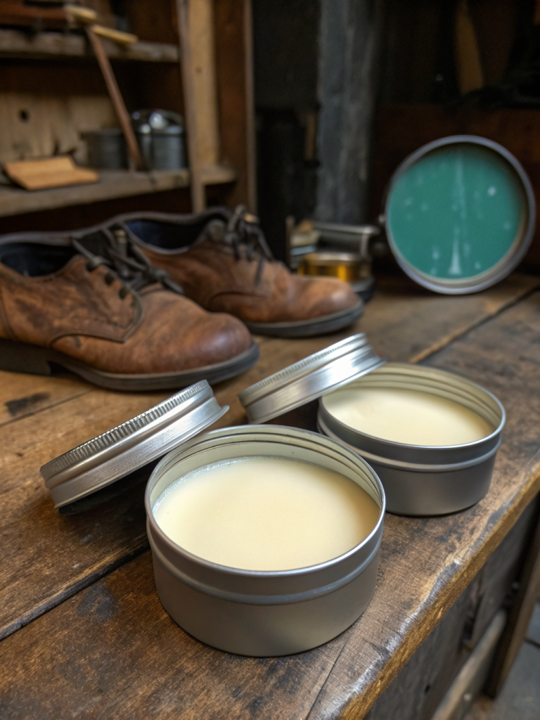 Proprietary conditioning wax, essential for nourishing the leather and restoring its natural luster.